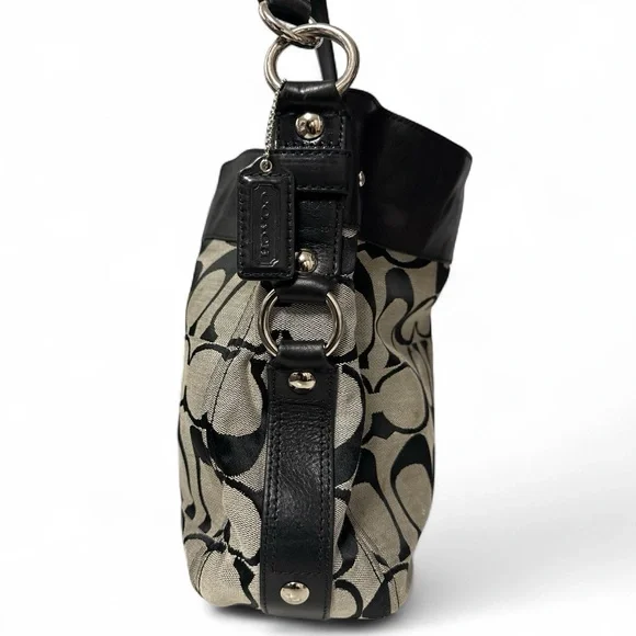 Coach Signature Black & Khaki Canvas Shoulder Bag - Picture 4 of 11